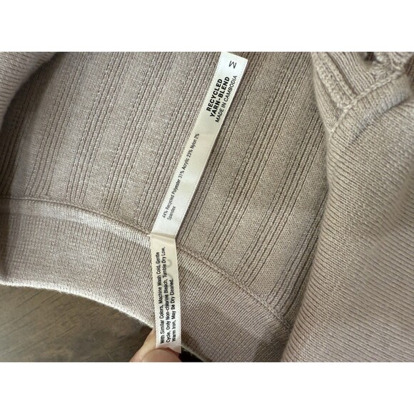 SOMA Ribbed Button-Up Cardigan Sweater Recycled Yarn Blend Neutral Size M - Picture 7 of 10